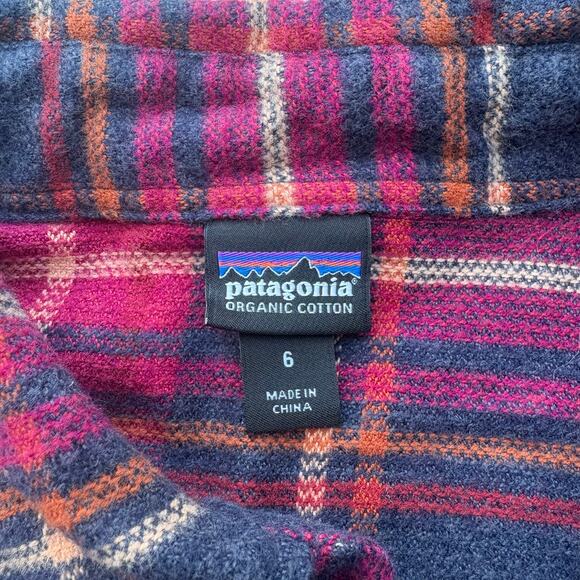 Patagonia Fjord Plaid Flannel Shirt Sz 6 Red Button Up Organic Cotton Gorpcore - Picture 8 of 11